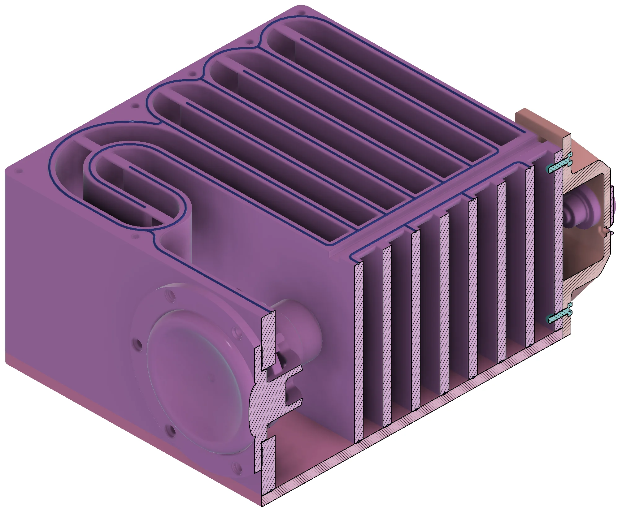 The dark blue represents the path that gasket cord material should be laid down.