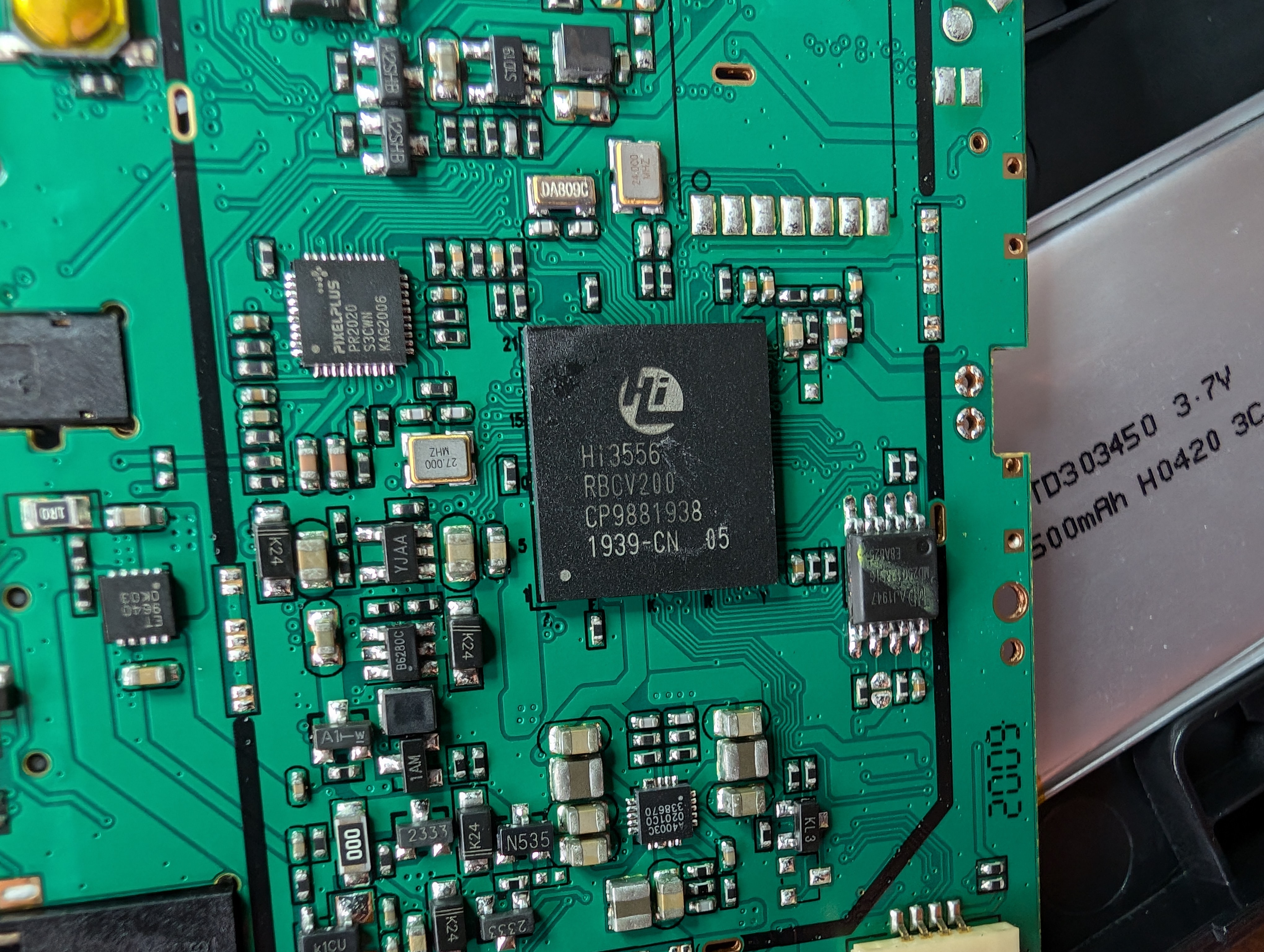 Close up of the most interesting part of the main PCB.