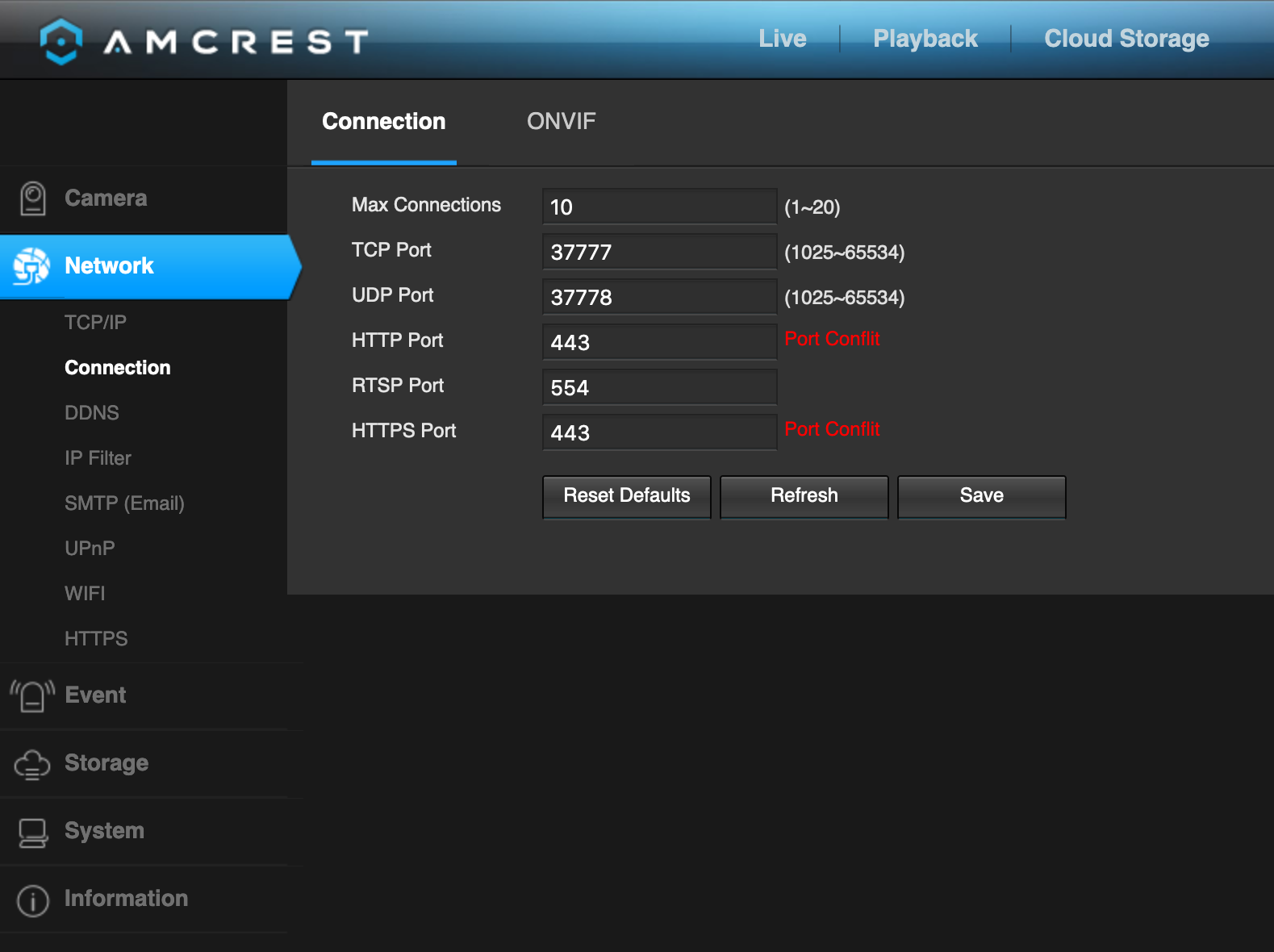 amcrest ip config