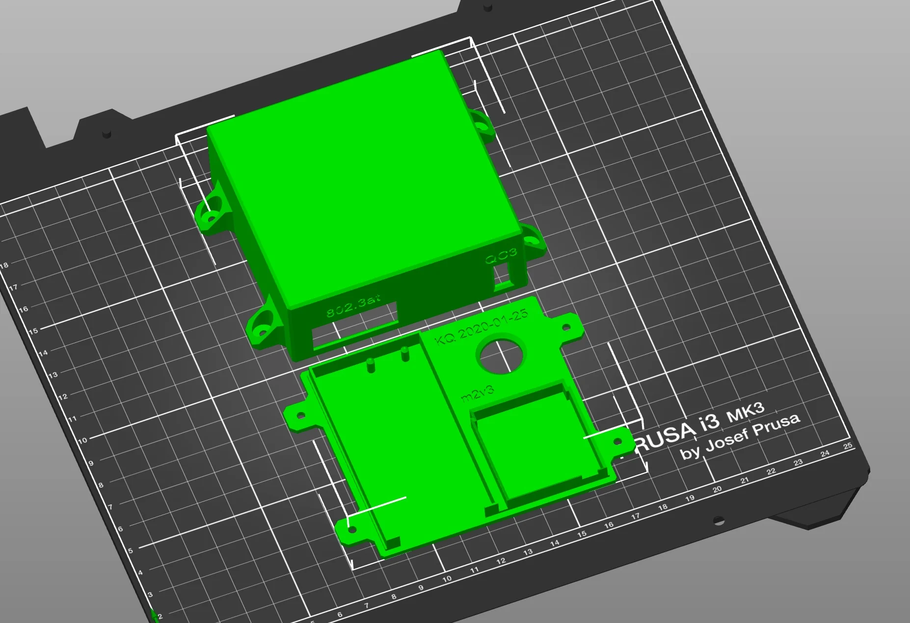 picture of components arranged on print bed
