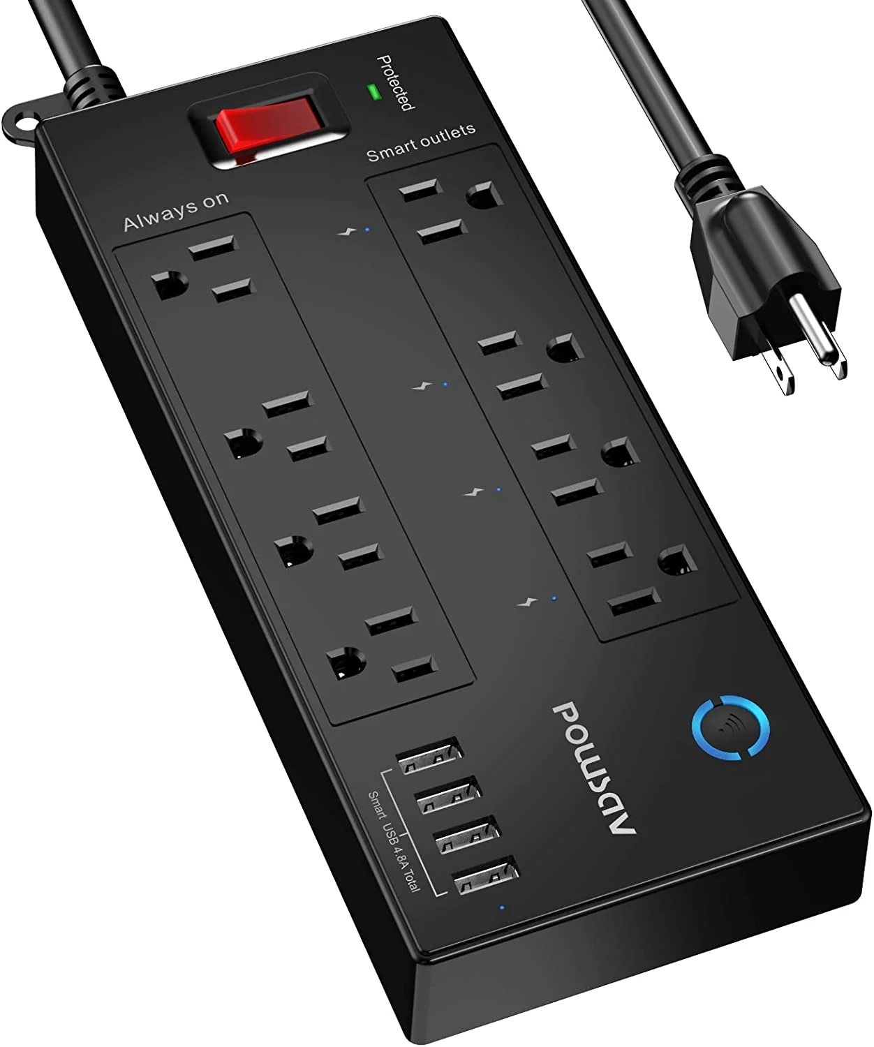 Marketing photo for the POWSAV power strip