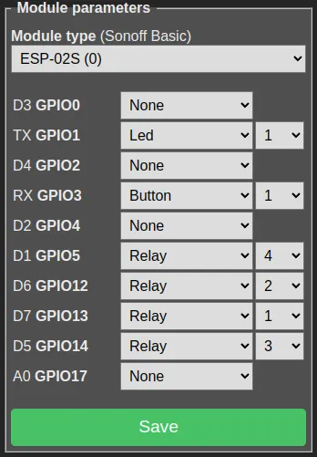 And here's the Tasmota configuration for the BN-Link.