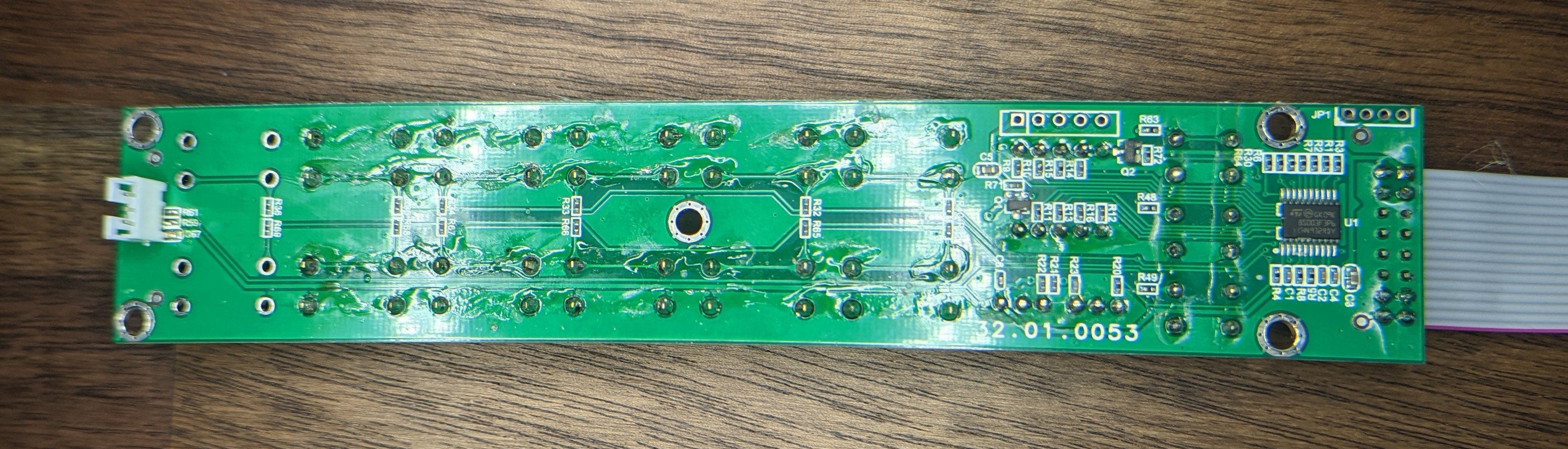 Sorry for the glare. There's a lot of flux residue on this PCB.