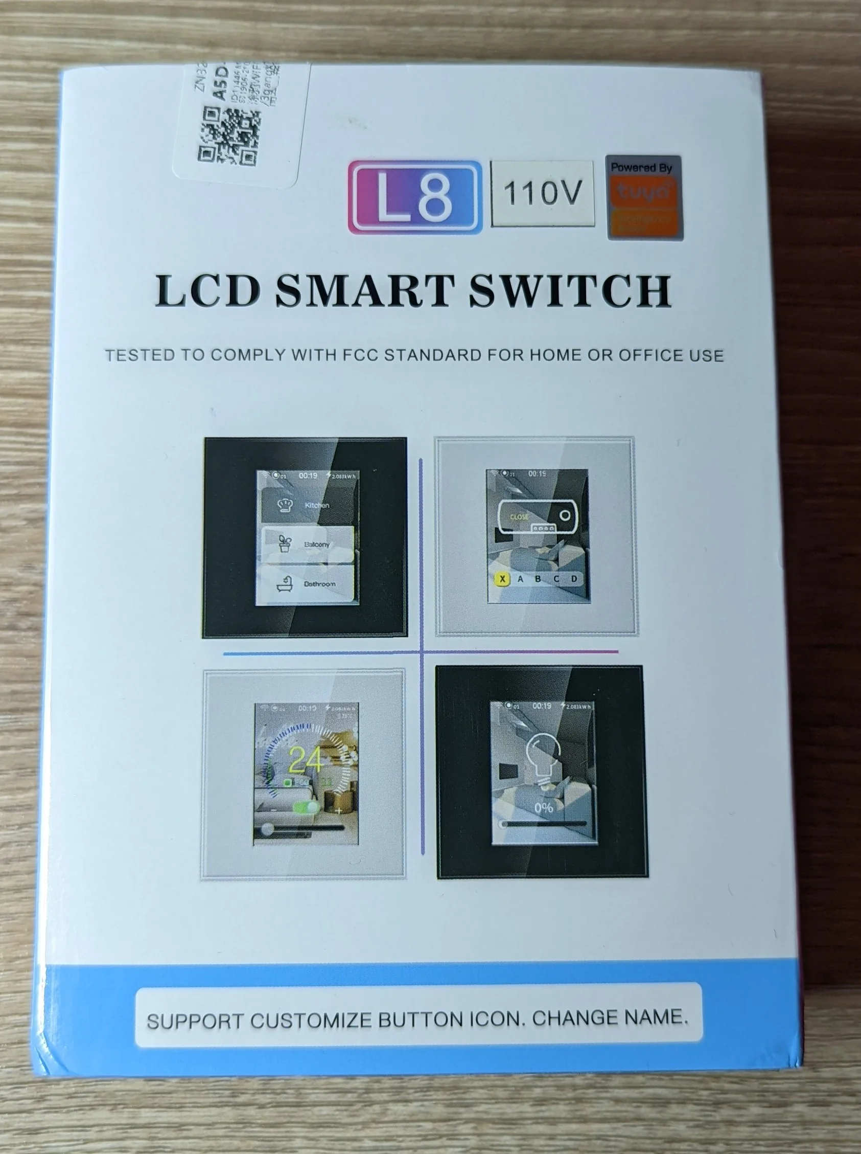 Photo showing the product package from the front.