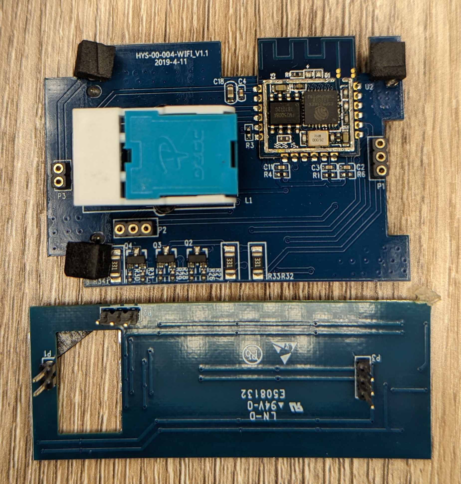 Picture of the low voltage controller PCB and the LED PCB.