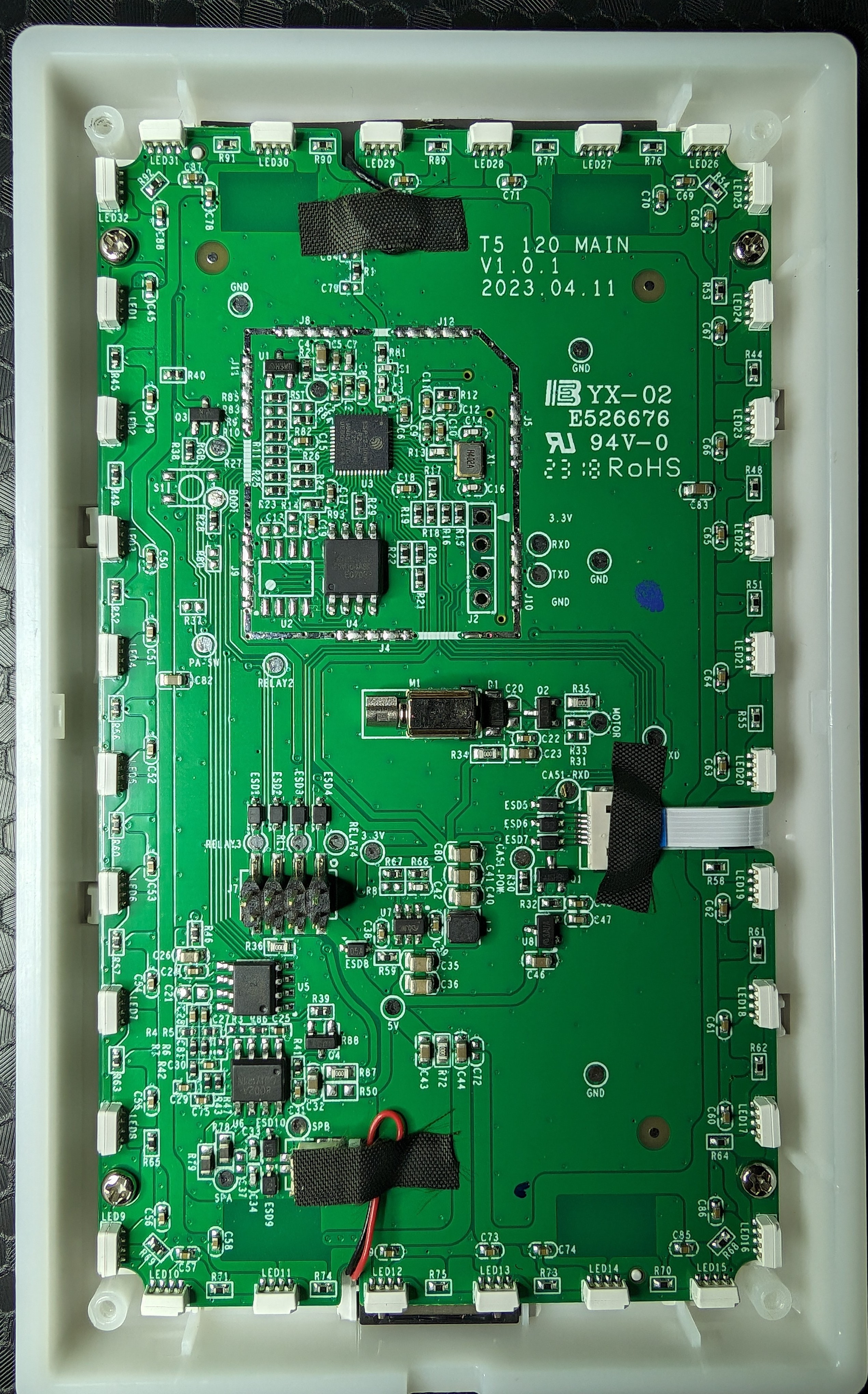 Clear shot of the PCB showing location of each LED. This is from the rear so the numbers on the right will be on the left when looking at the front of the switch.