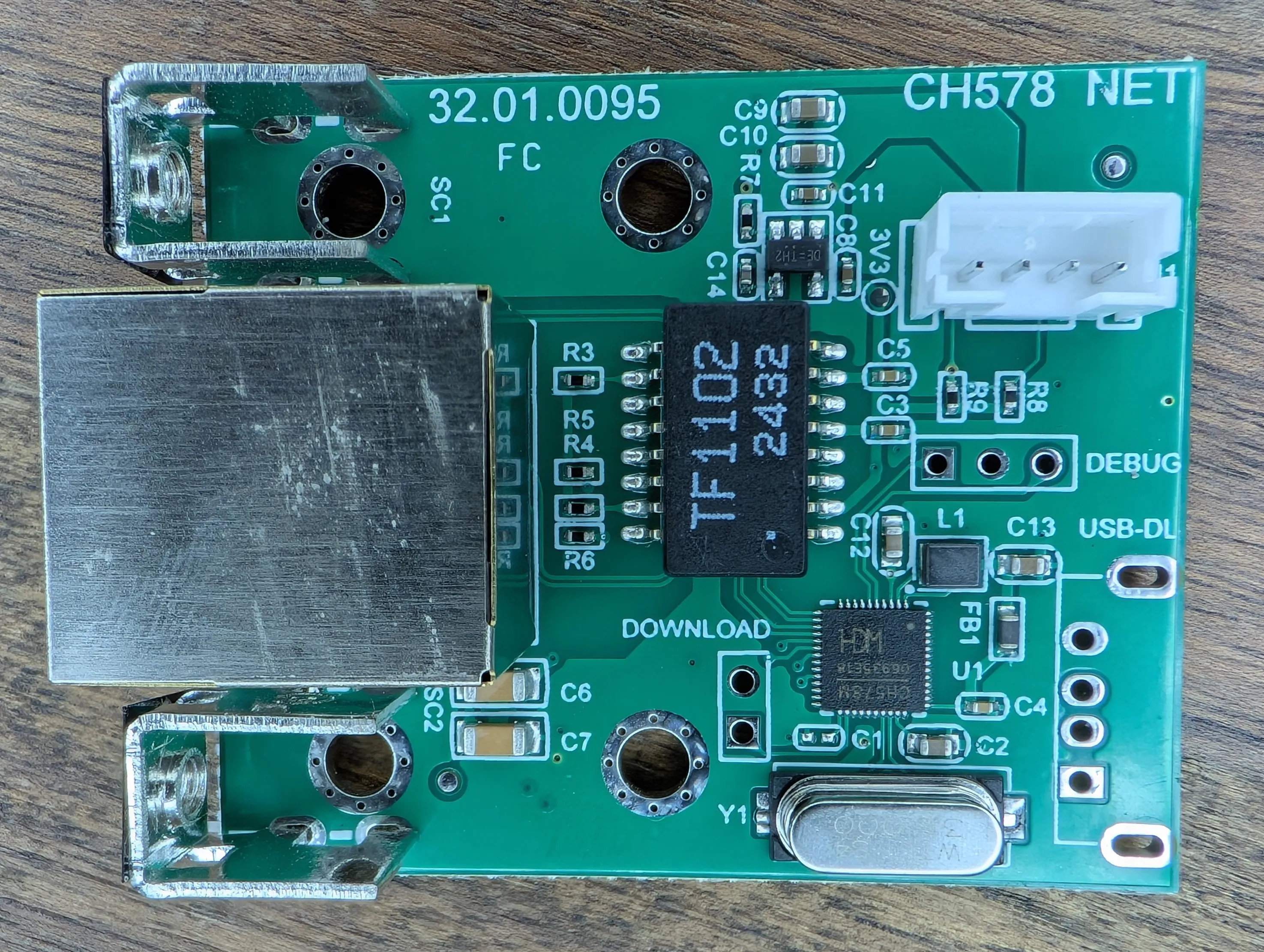 Closeup of the network interface PCB.