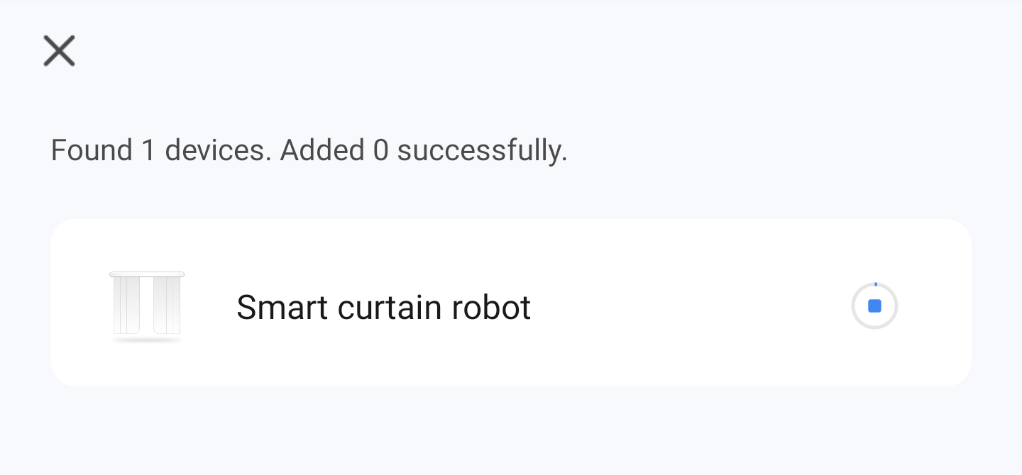 Screenshot showing the curtin robot being provisioned within the TuYa app
