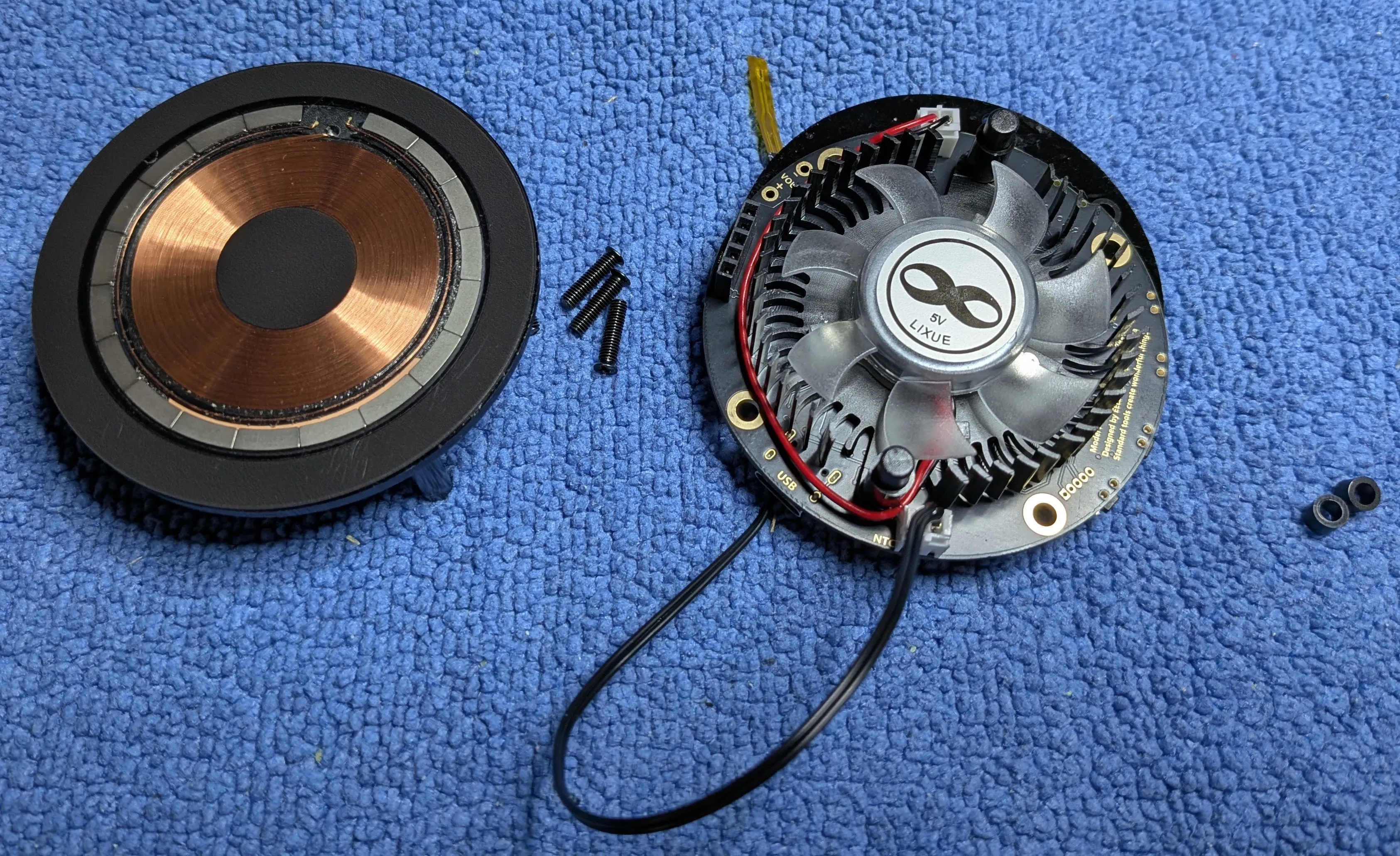 The snaking black cable is the NTC probe.