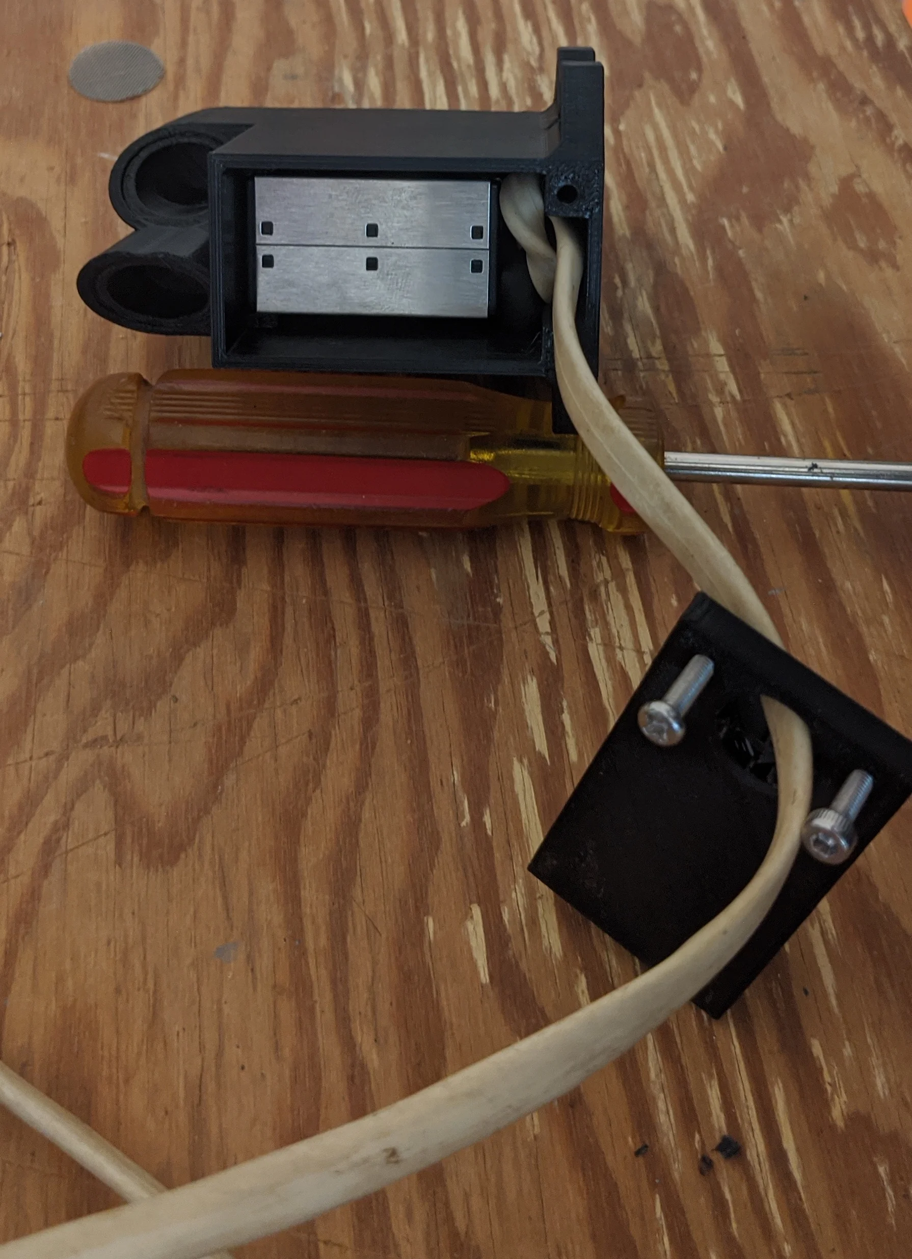 Picture showing sensor inserted into printed shroud