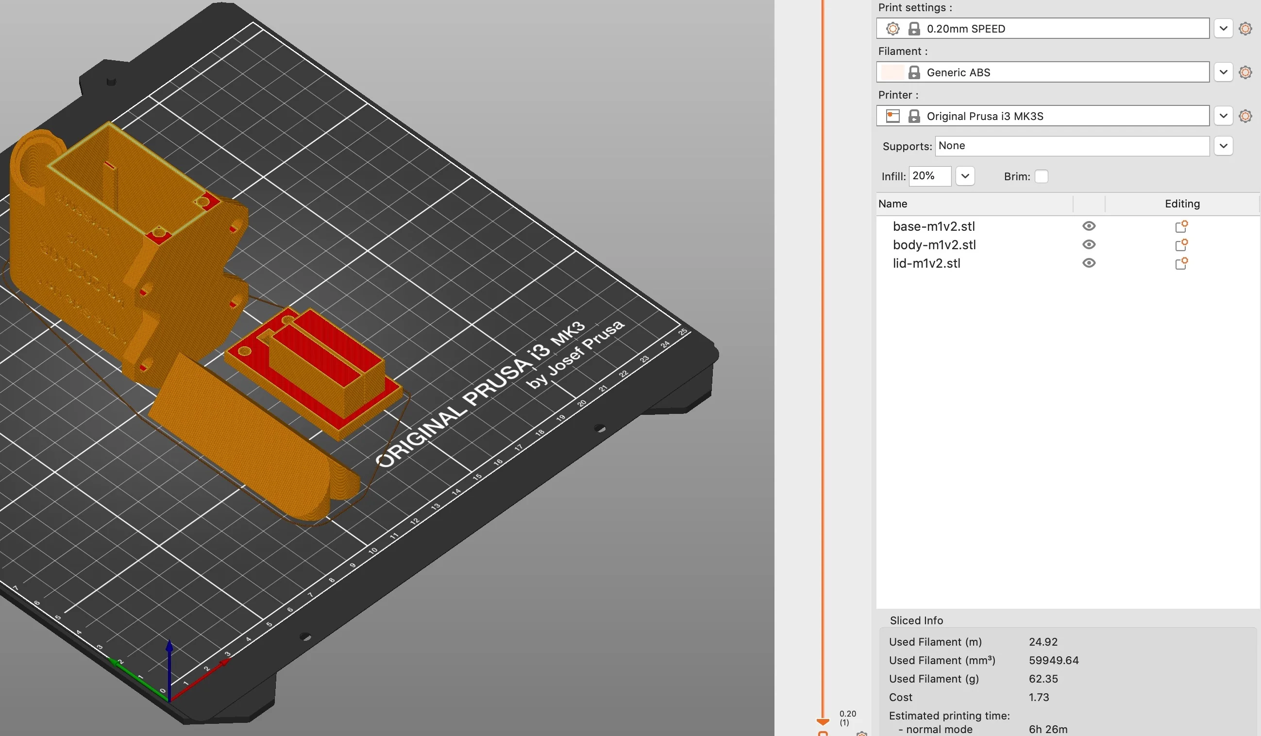 Screenshot showing suggested print bed arrangement