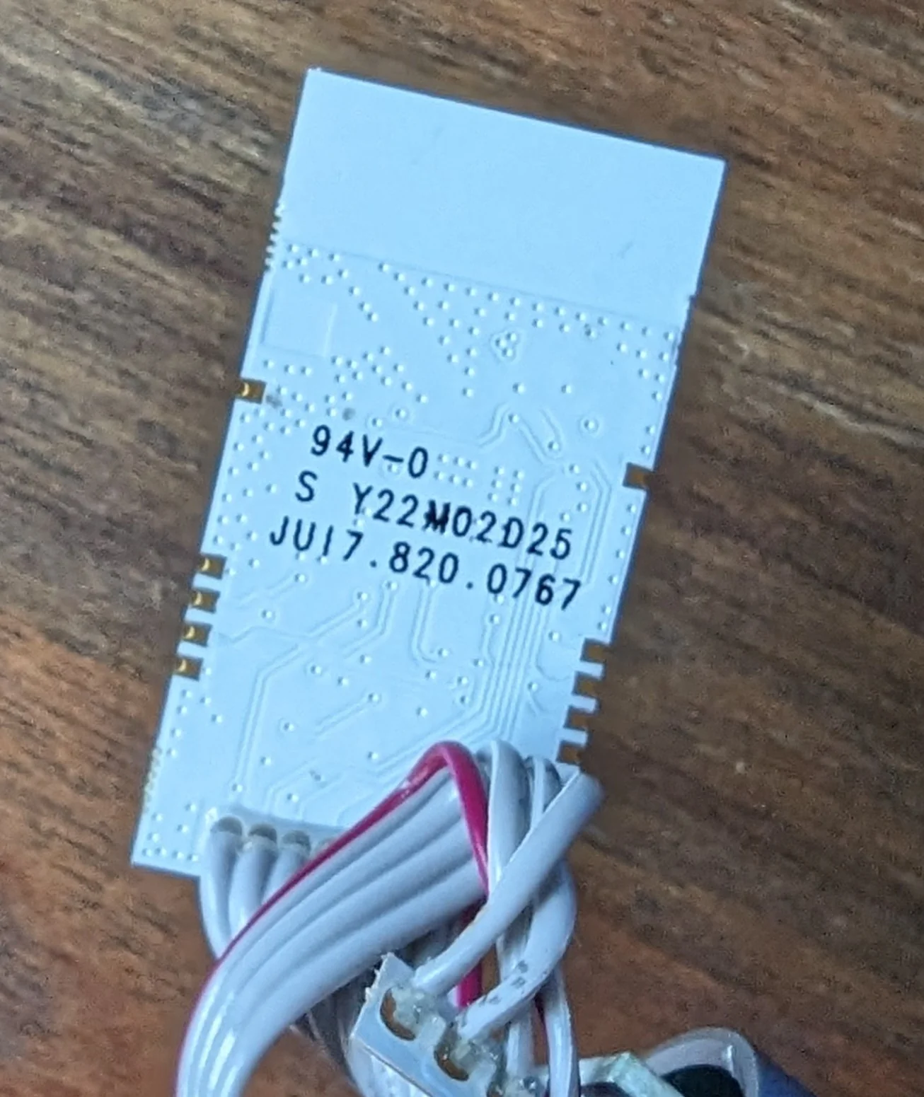 Picture showing closeup of the ESP8266 module that shipped with the lamp