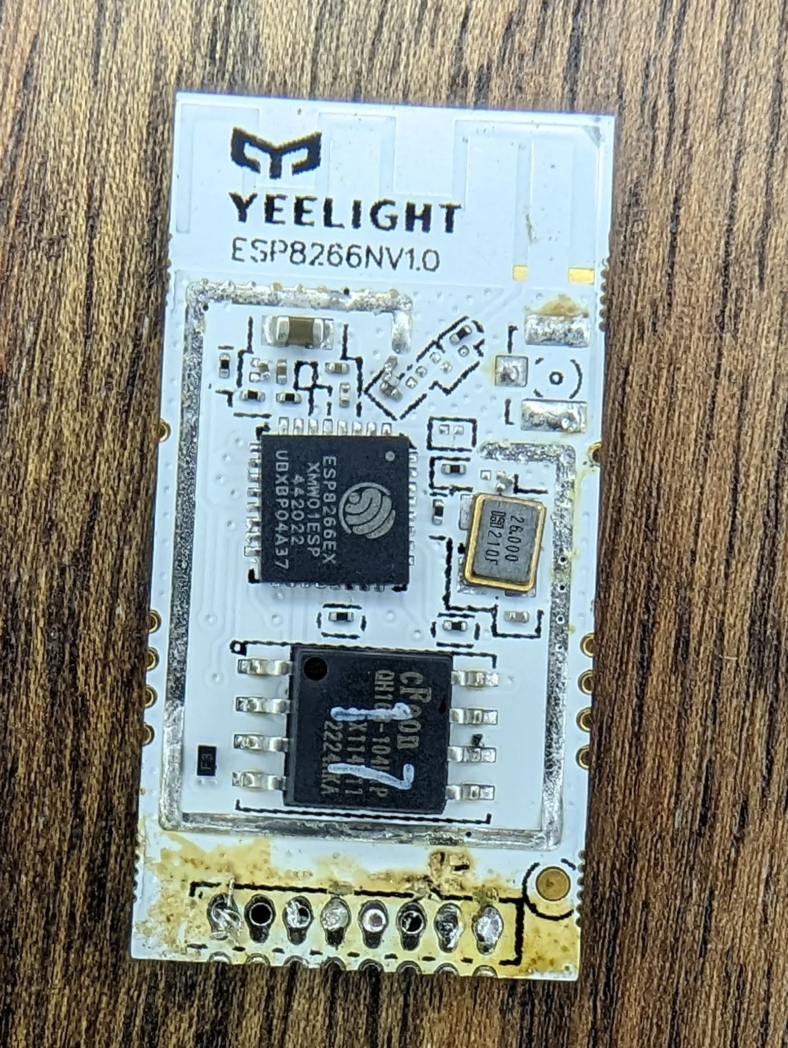 Picture showing ESP module damaged by hotplate.