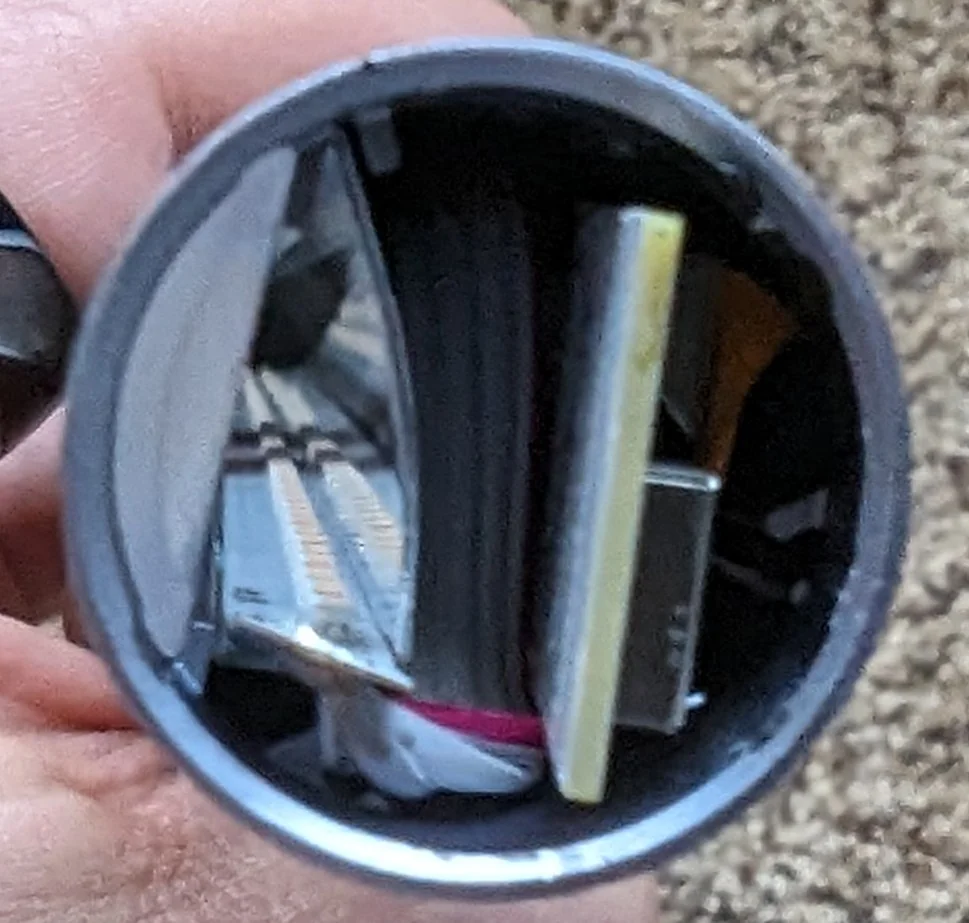 Picture showing the interior of the tube after removing the end cap