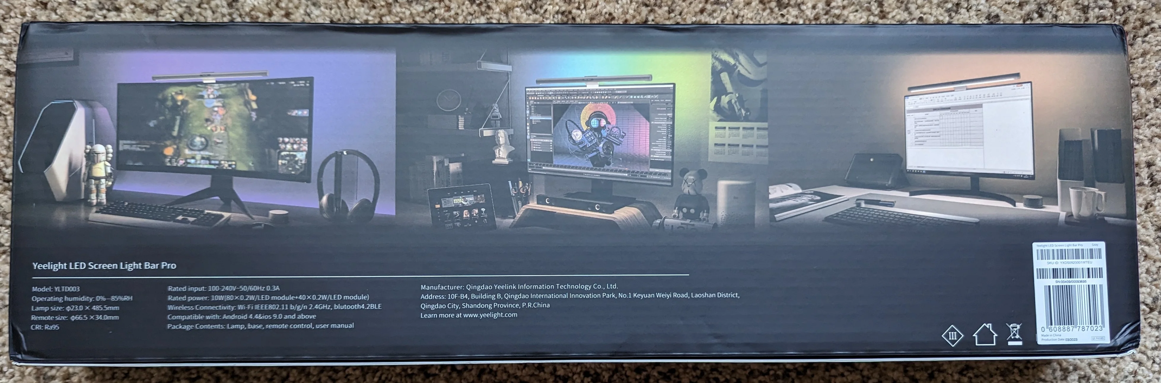 Picture showing the rear of the product box.