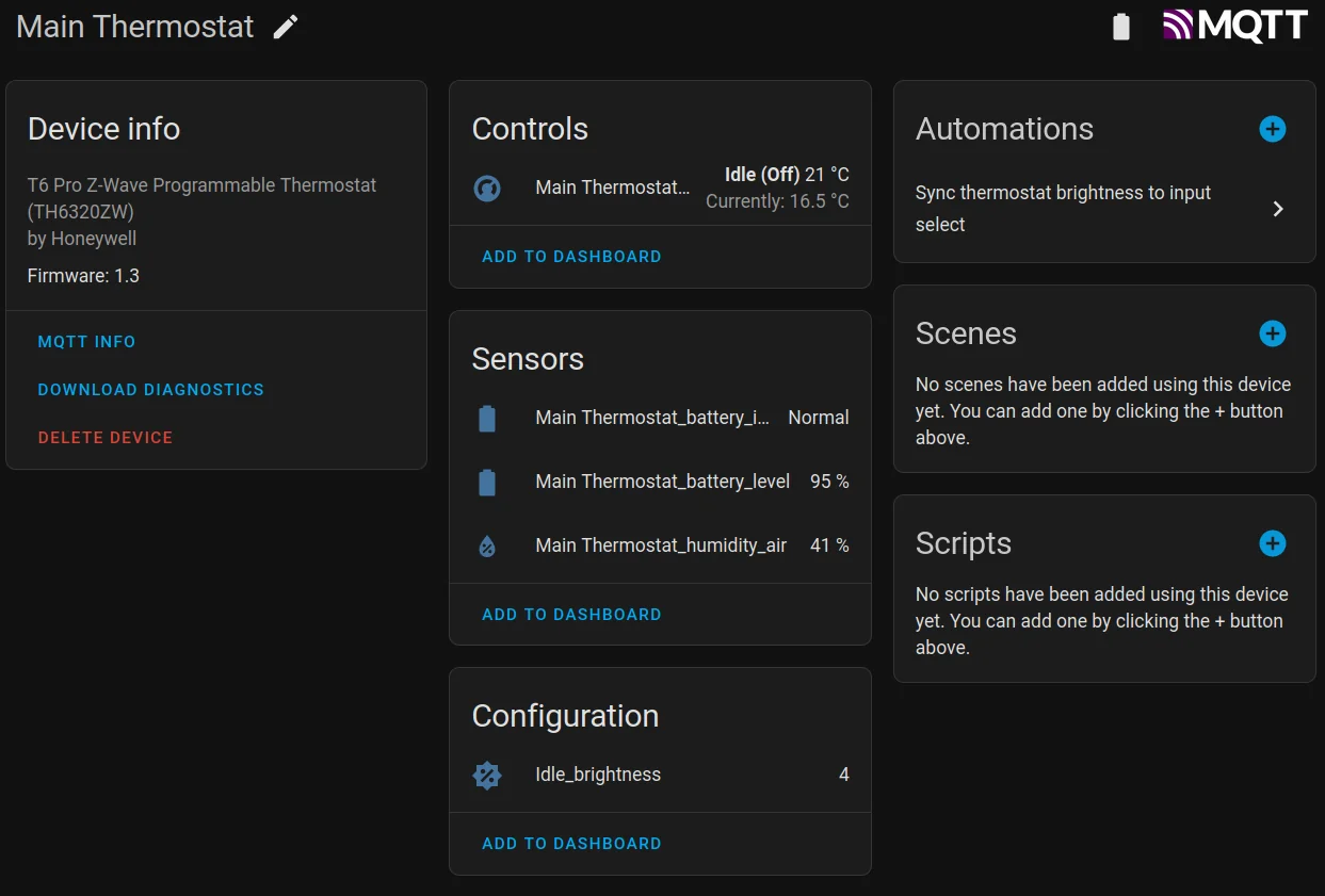 Note the `Idle_brightness` sensor. That's not part of the 'default' zwavejs2mqtt install.